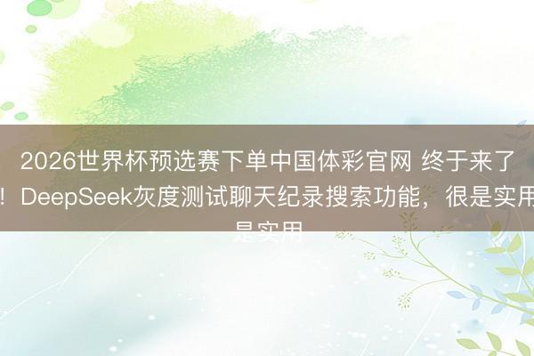 2026世界杯预选赛下单中国体彩官网 终于来了！DeepSeek灰度测试聊天纪录搜索功能，很是实用