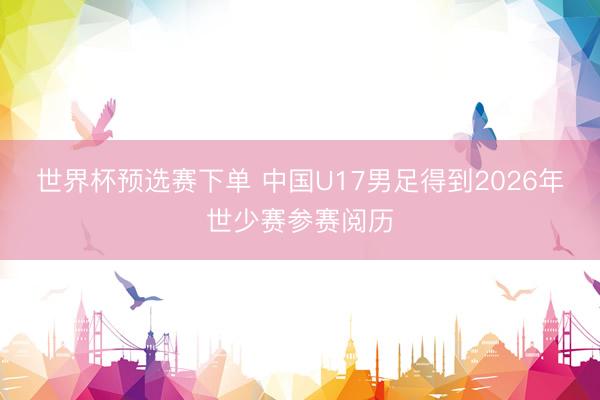 世界杯预选赛下单 中国U17男足得到2026年世少赛参赛阅历