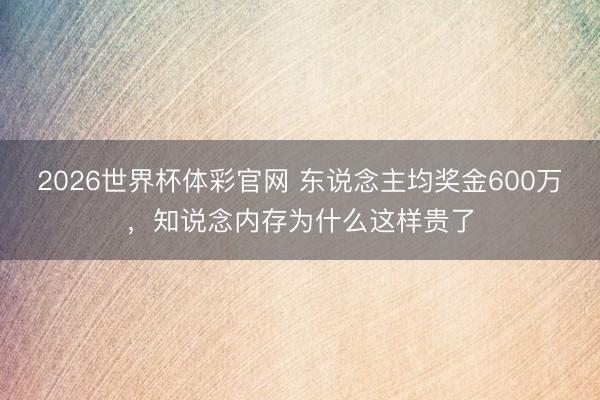 2026世界杯体彩官网 东说念主均奖金600万，知说念内存为什么这样贵了