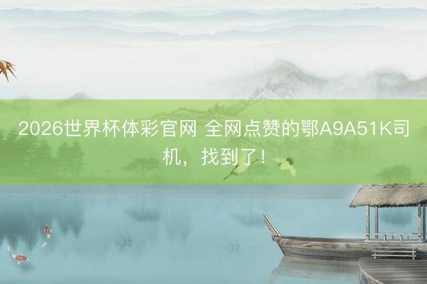 2026世界杯体彩官网 全网点赞的鄂A9A51K司机，找到了！