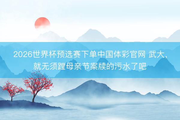 2026世界杯预选赛下单中国体彩官网 武大，就无须蹚母亲节案牍的污水了吧