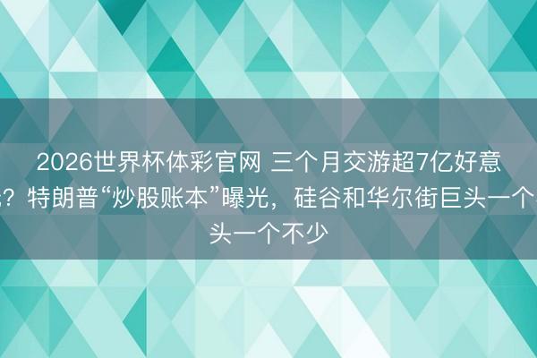 2026世界杯体彩官网 三个月交游超7亿好意思元？特朗普“炒股账本”曝光，硅谷和华尔街巨头一个不少