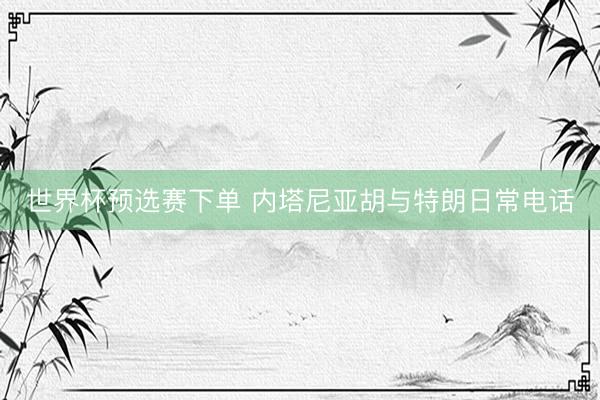 世界杯预选赛下单 内塔尼亚胡与特朗日常电话