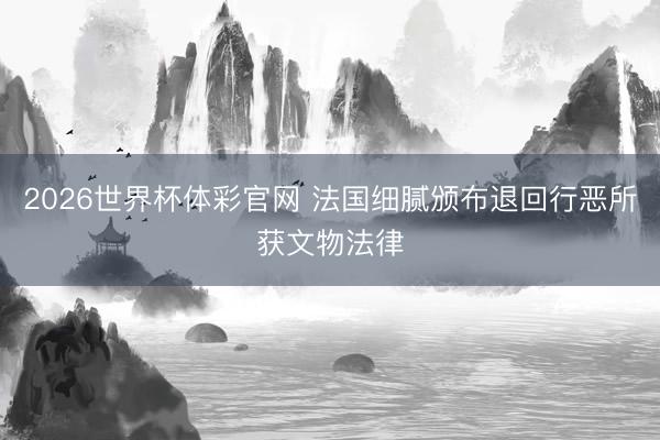 2026世界杯体彩官网 法国细腻颁布退回行恶所获文物法律