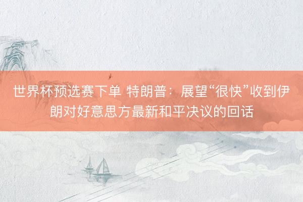 世界杯预选赛下单 特朗普：展望“很快”收到伊朗对好意思方最新和平决议的回话