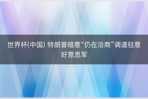 世界杯(中国) 特朗普暗意“仍在洽商”调遣驻意好意思军