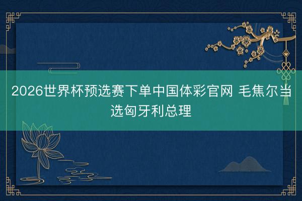 2026世界杯预选赛下单中国体彩官网 毛焦尔当选匈牙利总理