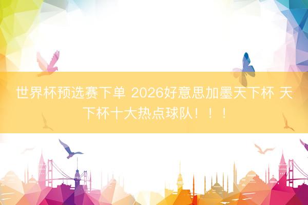 世界杯预选赛下单 2026好意思加墨天下杯 天下杯十大热点球队！！！