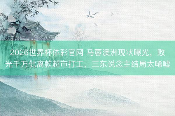 2026世界杯体彩官网 马蓉澳洲现状曝光，败光千万仳离款超市打工，三东说念主结局太唏嘘