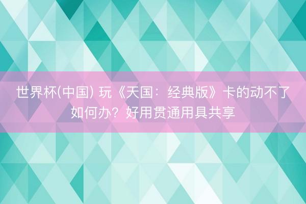 世界杯(中国) 玩《天国：经典版》卡的动不了如何办？好用贯通用具共享