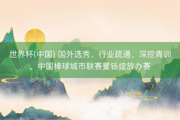 世界杯(中国) 国外选秀、行业疏通、深挖青训，中国棒球城市联赛矍铄绽放办赛