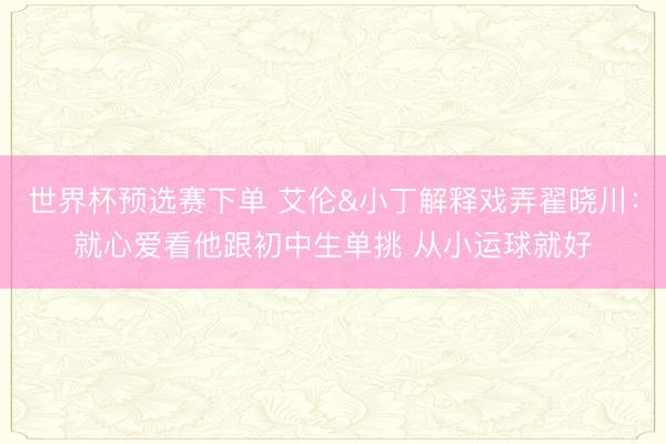 世界杯预选赛下单 艾伦&小丁解释戏弄翟晓川：就心爱看他跟初中生单挑 从小运球就好