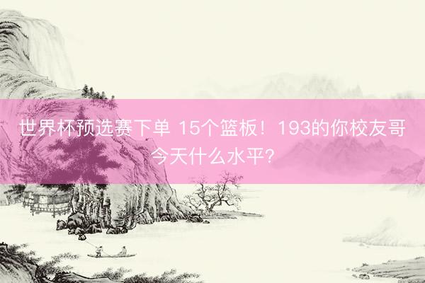 世界杯预选赛下单 15个篮板！193的你校友哥今天什么水平？