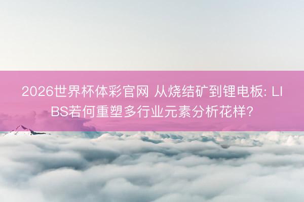 2026世界杯体彩官网 从烧结矿到锂电板: LIBS若何重塑多行业元素分析花样?