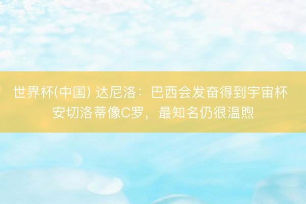 世界杯(中国) 达尼洛:巴西会发奋得到宇宙杯 安切洛蒂像C罗,最知名仍很温煦