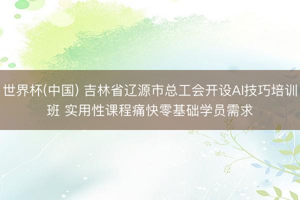 世界杯(中国) 吉林省辽源市总工会开设AI技巧培训班 实用性课程痛快零基础学员需求