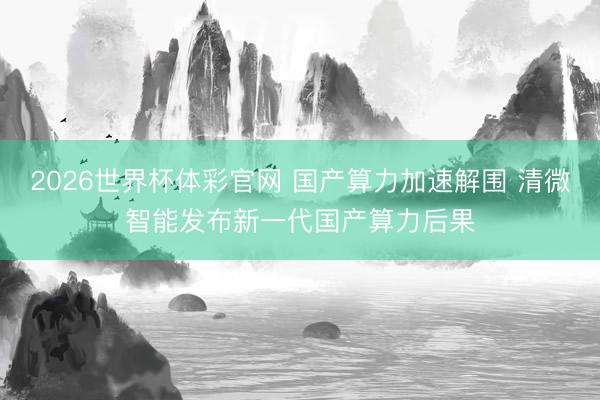 2026世界杯体彩官网 国产算力加速解围 清微智能发布新一代国产算力后果