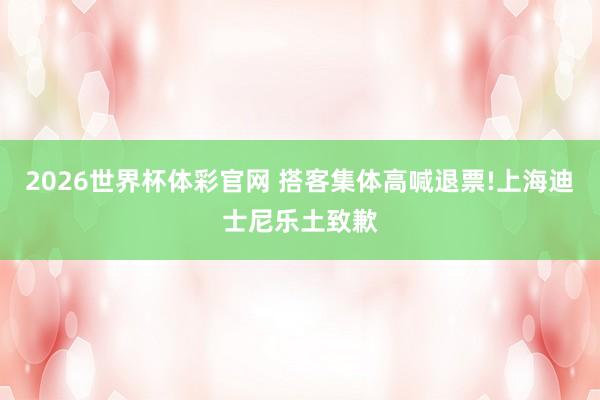 2026世界杯体彩官网 搭客集体高喊退票!上海迪士尼乐土致歉