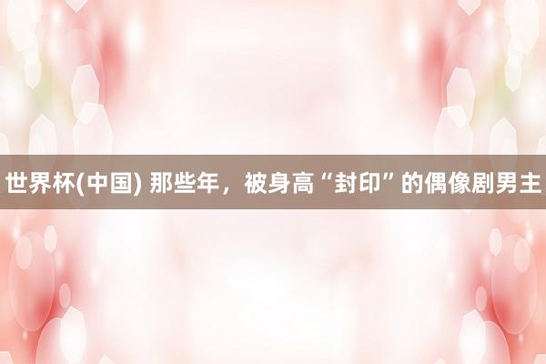 世界杯(中国) 那些年,被身高“封印”的偶像剧男主